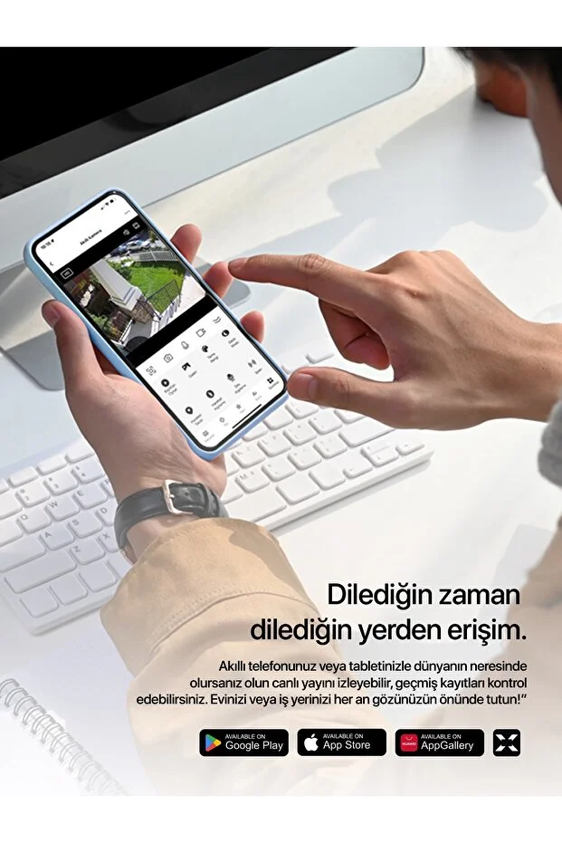 Akıllı Güvenlik Kamerası PTZ Wi-Fi 350° IP65 Mobil Kontrol IP65 Çift Yönlü Ses Siren ve Led 